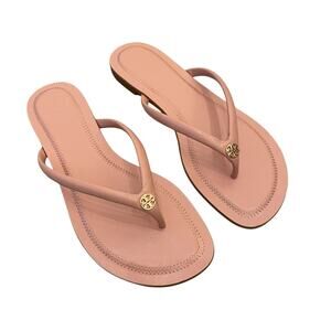 Tory Burch Women Chelsea Leather Flip Flop Thong Sandals Pink Leather Sz 8 NEW